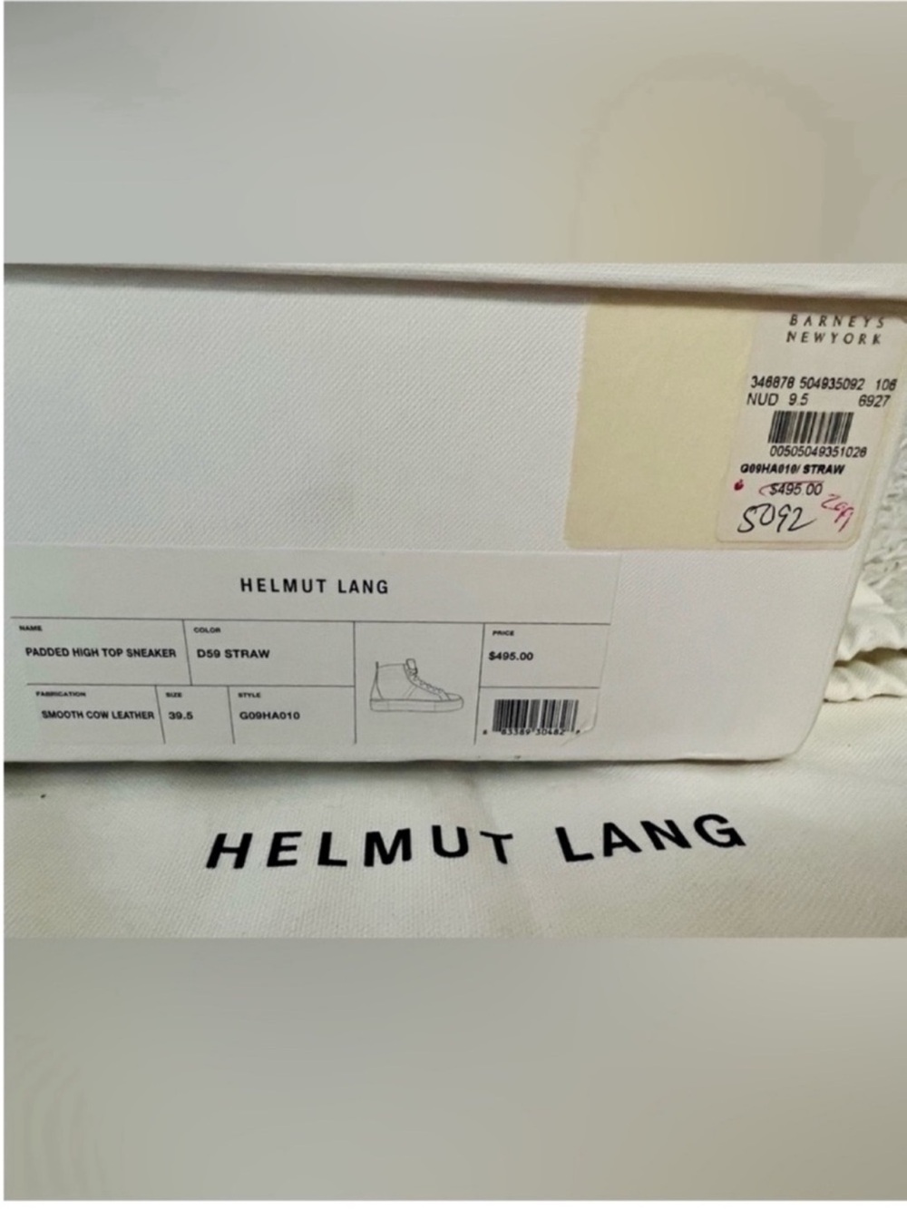 Helmut Lang Cow Leather High-Top Sneakers W Original Box & Dust Bag - Picture 10 of 11